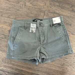 Express Olive Green Mid-Rise Shorts, Size 0